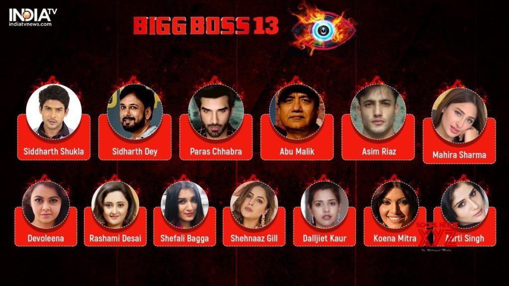 bigg boss 13 contestants list